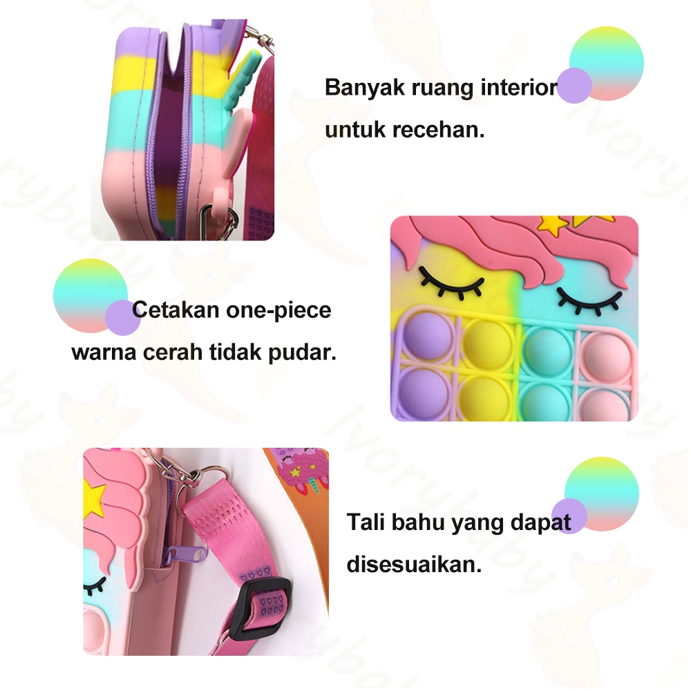 Ivorybaby Tas pop it anak Selempang Dompet anak Pop it jelly