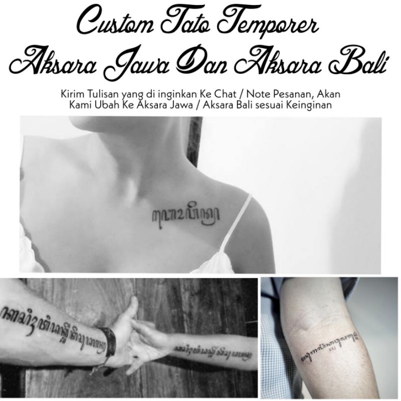 Custom Tato Aksara Jawa Dan Aksara Bali Request Tatto temporer