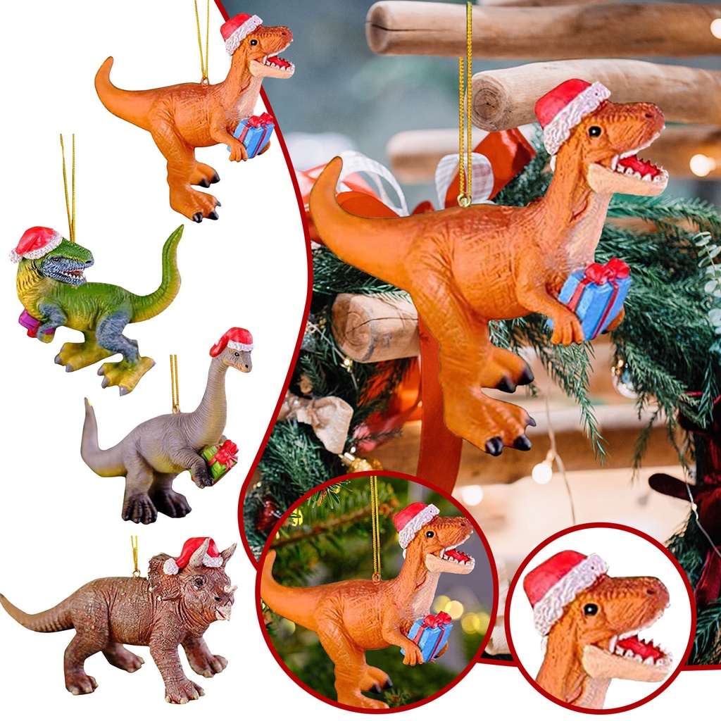 1 Pc Ornamen Gantung Bentuk Kartun Dinosaurus 3D Untuk Dekorasi Pohon Natal