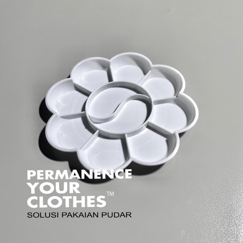 Permanence Your Clothes- Palet Lukis Putih Model Bunga - Palette Plastik Putih Polos Cat Air Acrylic Akrilik Oil