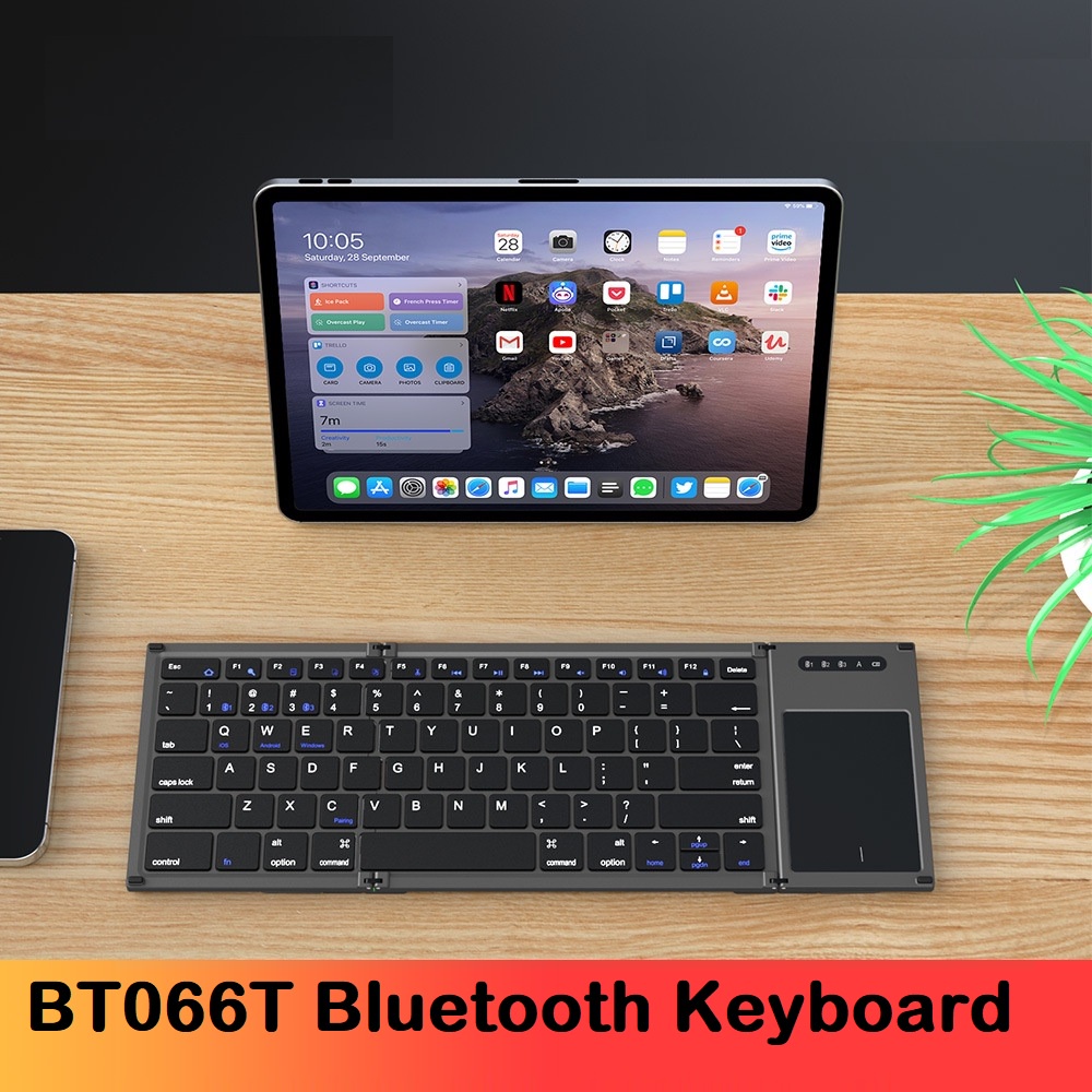 B066T - Universal Folding Portable Bluetooth Keyboard with Touchpad