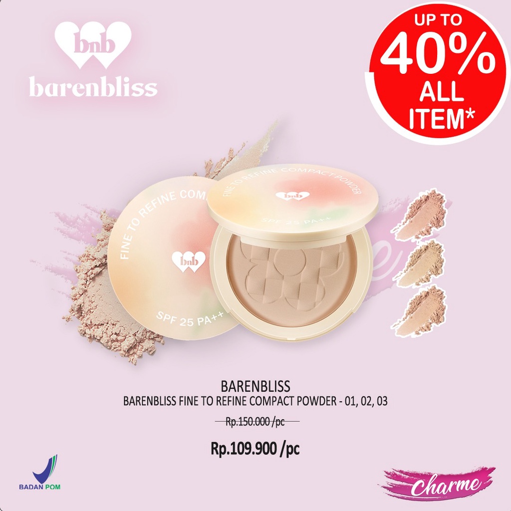 (READY &amp; ORI) BARENBLISS Fine To Refine Compact Powder Bedak Padat