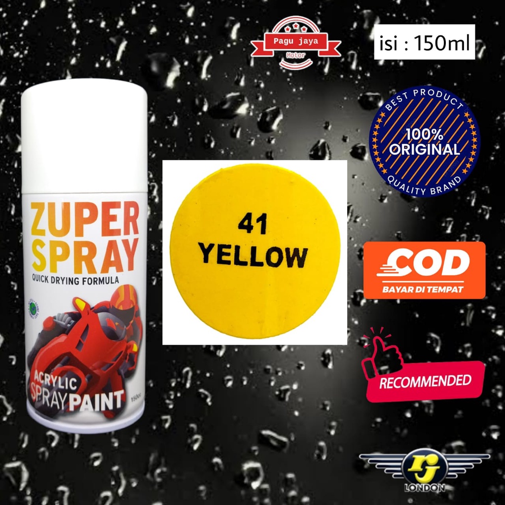 Pilok pilox warna kuning yellow zuper spray 150cc cat semprot spray paint untuk motor mobil sepeda velg helm kayu besi plastik