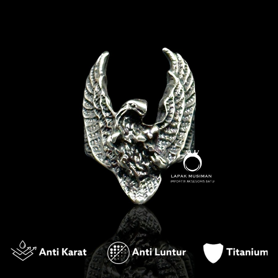 [Bayar Di Tempat] Cincin Pria Titanium Anti Karat Motif Karakter Skull Asli Keren