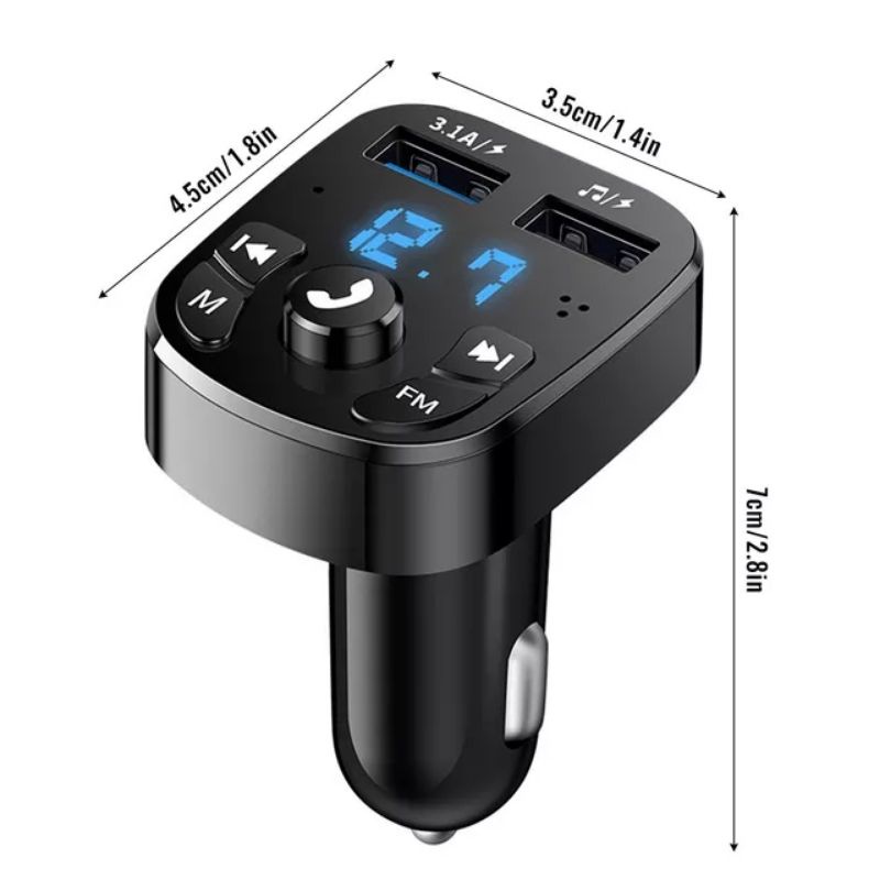 Charger mobil modulator bluetooth wireless musik Digital Voltmeter 2 Port USB Transmitter Chasan Car Audio FM