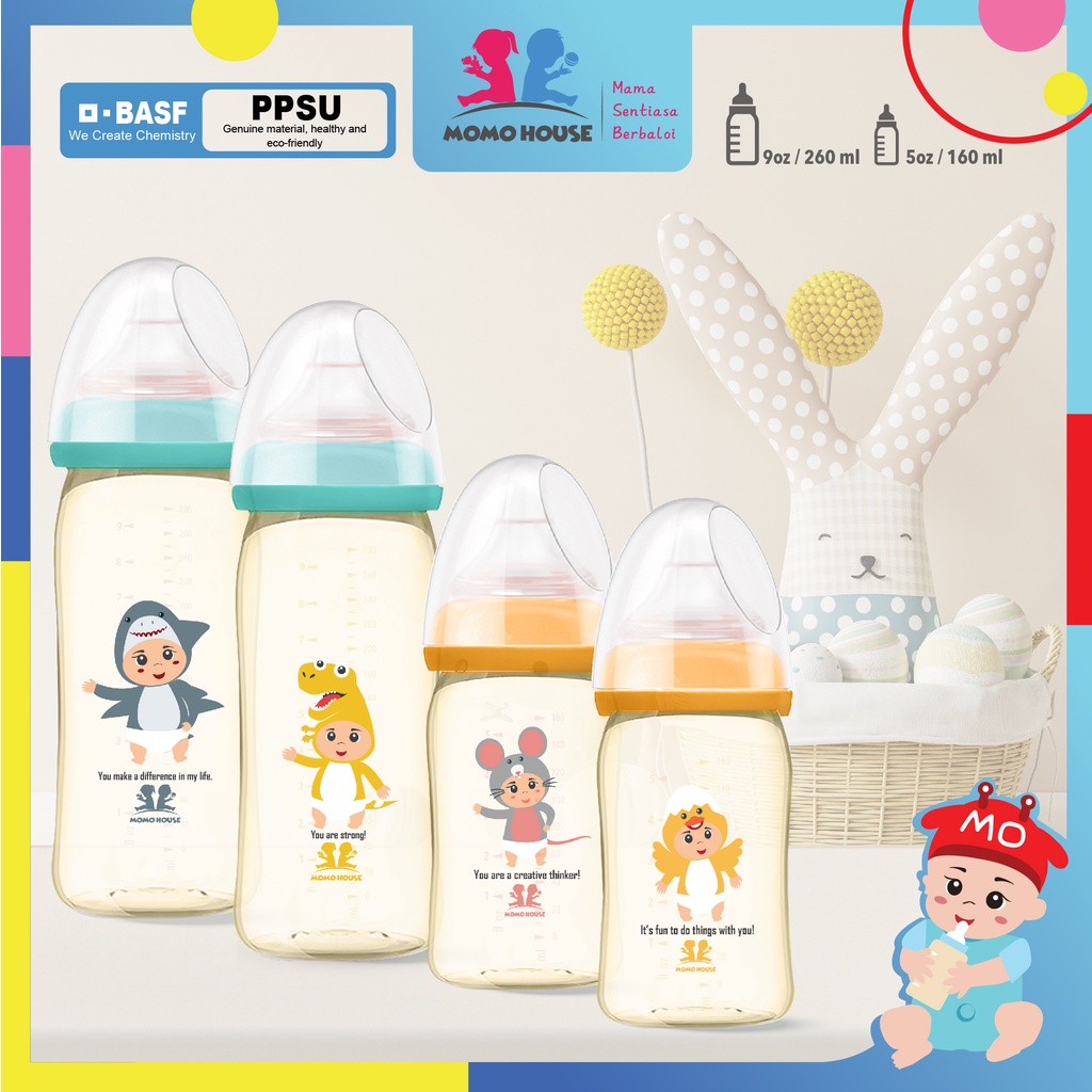 MOMO HOUSE PPSU Botol Susu Bayi Botol Bayi Wide Neck Bottle Botol Susu Baby Botol Bayi Ppsu 5oz/9oz