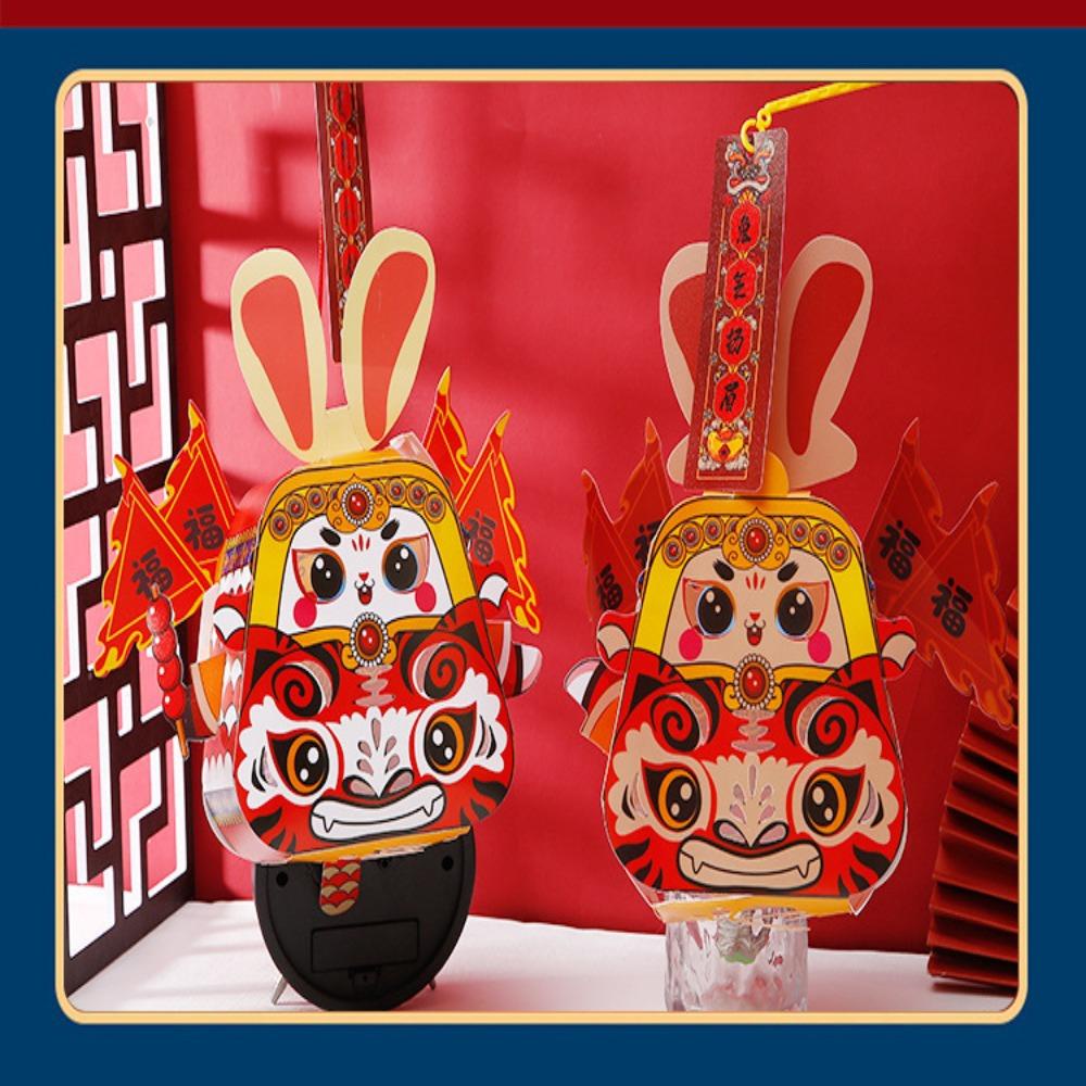 Solighter Lampion Merah Dekorasi Tahun Baru China Lantern Year of the Rabbit Handheld Projection