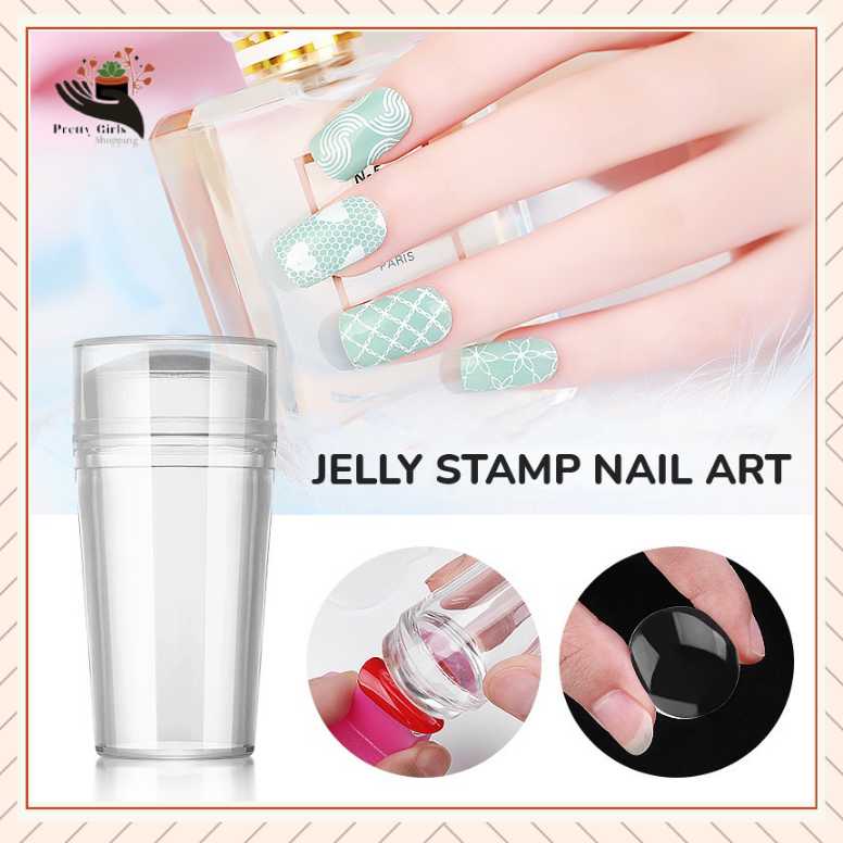 Pretty Jelly Stamp Nail Art and Spatula/ Stempel kuku  painting / Nail Art Stamp Stencil Stamping Template Plate Set/Cetakan Plat