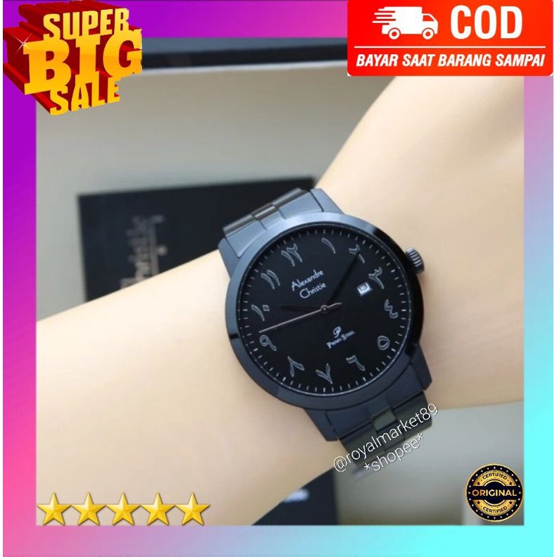 [PILIHAN WARNA LAIN GESER FOTONYA] ORIGINAL JAM TANGAN PRIA ALEXANDRE CHRISTIE ARABIC RANTAI STAINLE