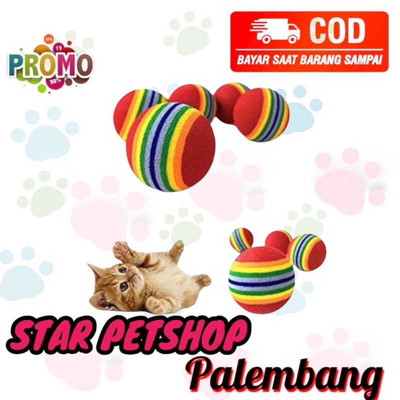 Mainan Kucing Bola Rainbow Free Packing Bubble