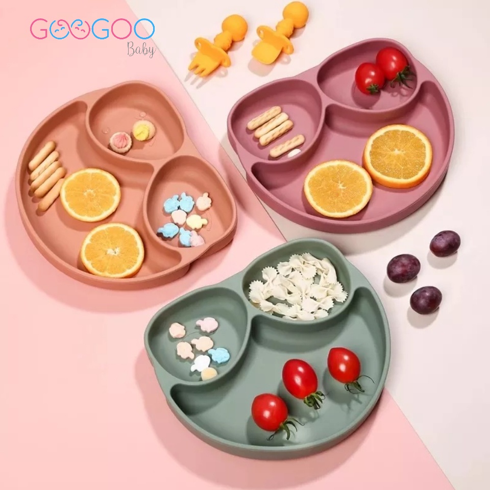 GOOGOO Baby Silicone Suction Owl Plate / Piring Makan Bayi Silikon