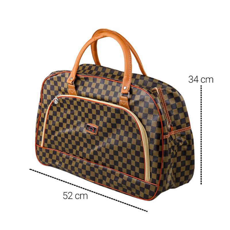 Tas Travel Jinjing Duffle Bag 20 Inch Model Coffee Grid