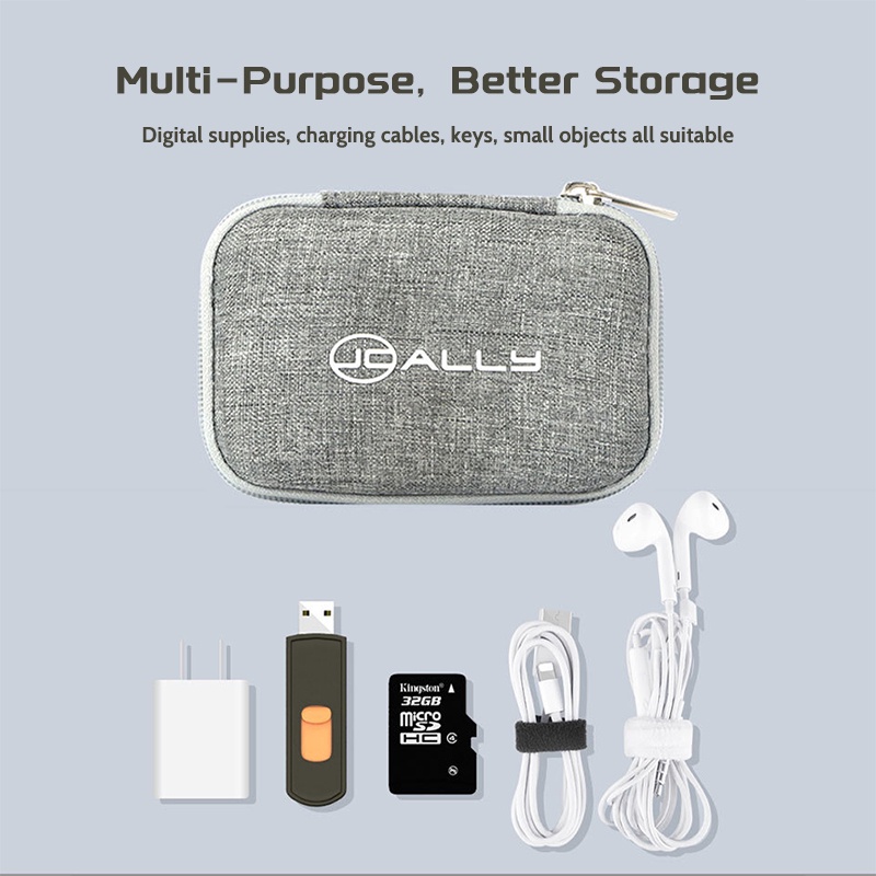 Jcally Dompet Koin / Kunci / Kabel Charger / Earphone Multifungsi Portable Bahan Kanvas Linen