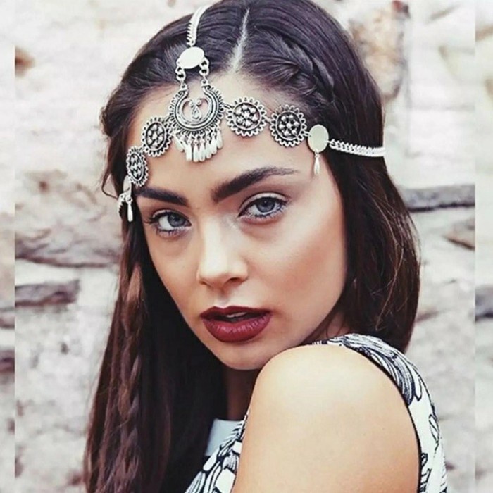 Free Bando Headchain Headpiece Hiasan Kepala India-Silver