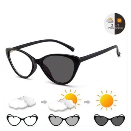 (FREE BOX)  Kacamata Photocromic Leopard Photocromic Wanita Korea Kacamata Anti Radiasi Wanita Fashion Cat Eye Eyeglasses