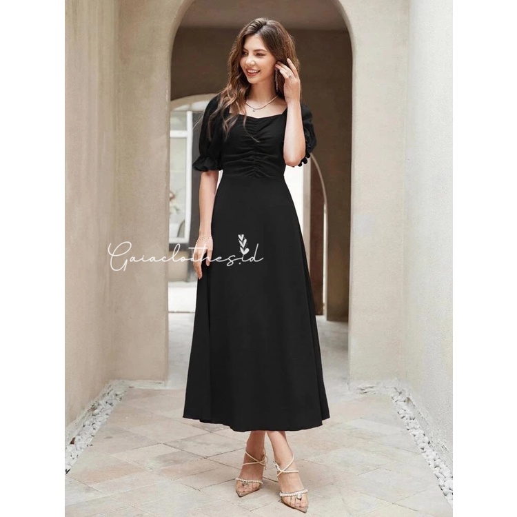 Cleona Midi Dress, Short sleeve DRESS/Cocktail Party dress, Red dress, Black dress, Bridesmaid dress