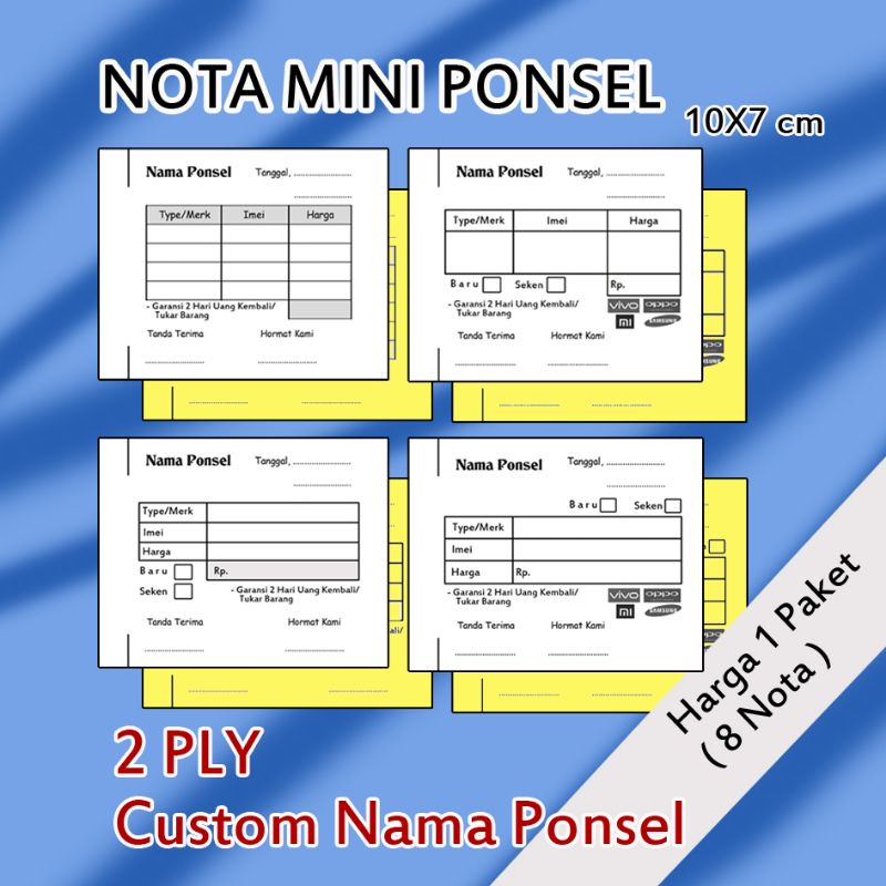 

Nota Mini Ponsel 2 ply custom