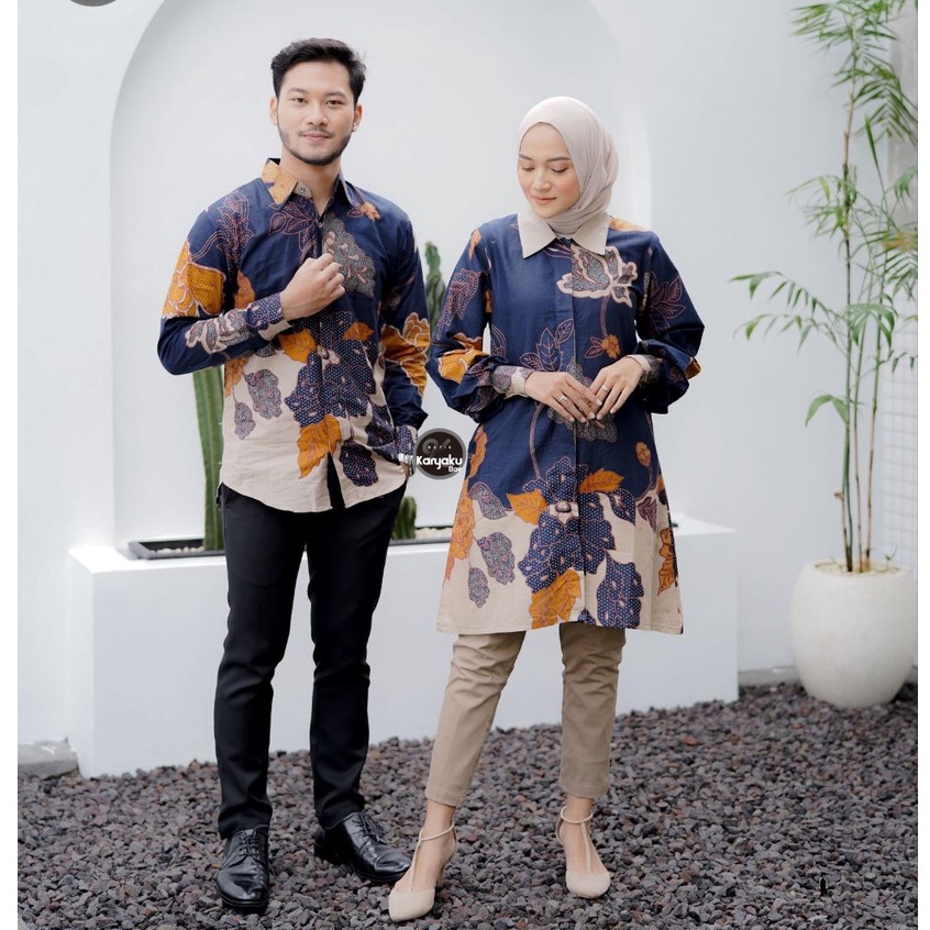 Batik Couple Modern Atasan Tunik Batik Kerja Kantor Wanita Baju Batik Wanita Dan Pria Batik Seragam M L XL XXL