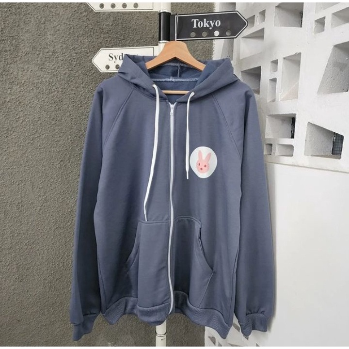 Sweater Wanita Grosir Berkualitas - Pink Rabbit Zipper