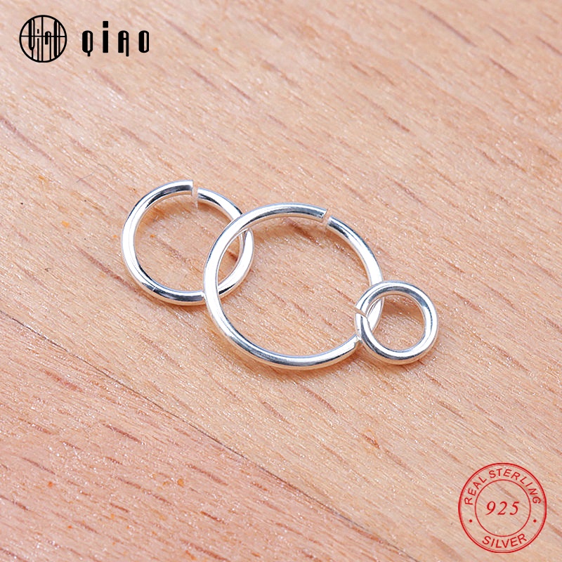 20pcs / Pak Cincin Sterling Silver 925 Model Terbuka Jump Ring 4-8mm Untuk Membuat Gantungan Kunci / Gelang