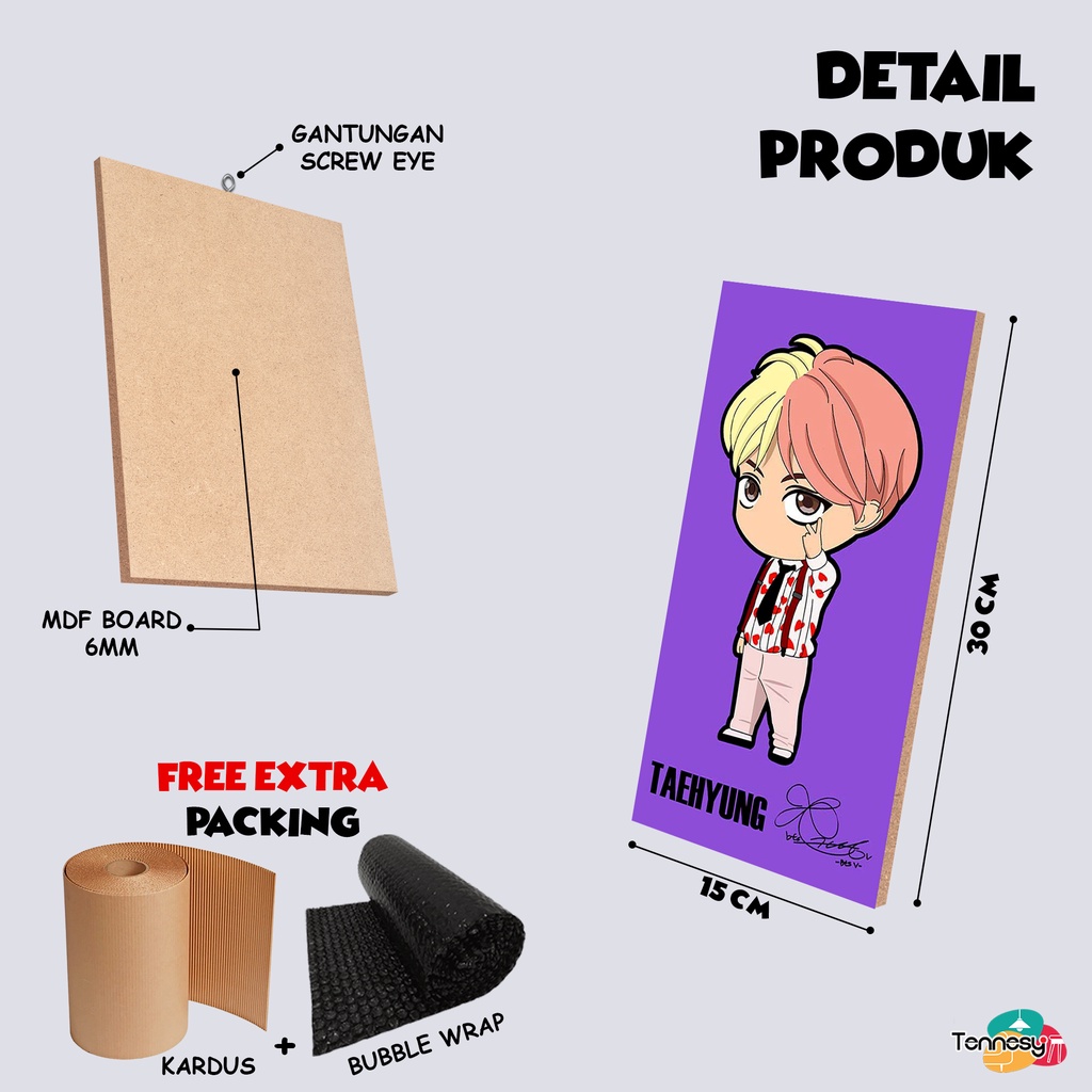 BTS TOON KOREA KPOP 15x30CM HIASAN DINDING PAJANGAN WALL DECOR PAJANGAN POSTER DEKORASI KAMAR RUMAH