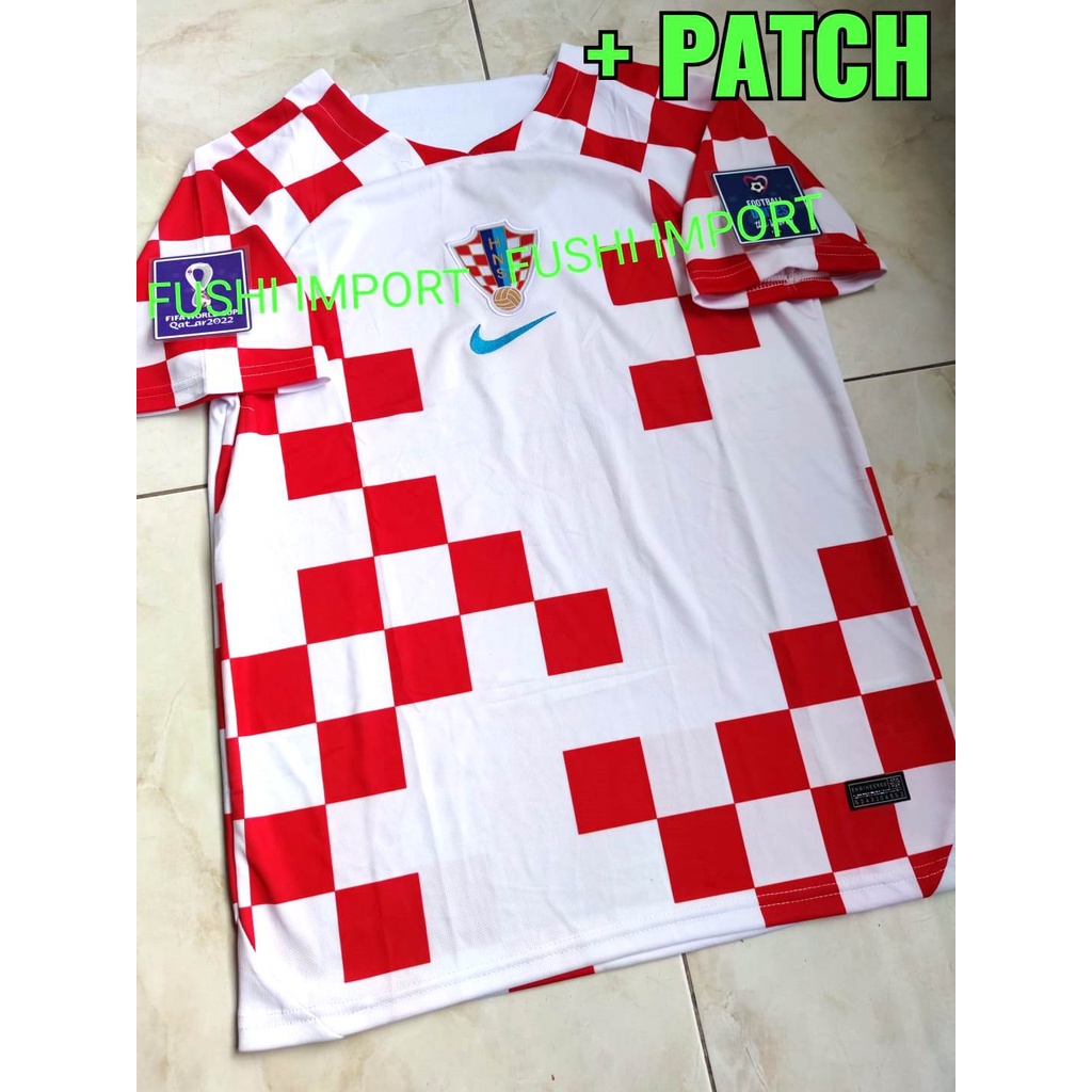 Jersey Baju Bola Kroasia Home Full Patch Piala Dunia World Cup 2022 Grade Ori