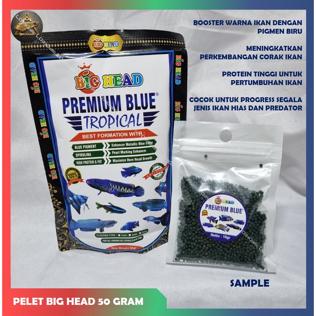 PELET BIG HEAD 50 GRAM PELET PROTEIN TINGGI SPESIAL BOOSTER WARNA CHANNA  PELET LOUHAN ANTI STRESS PELET PREDATOR PELET PREMIUM YELLOW PREMIUM RED PREMIUM BLUE PELET BIG HEAD PLATINUM BOOSTER WARNA IKAN PELET CUPANG GUPPY CICHLID LOUHAN CHANNA ARWANA