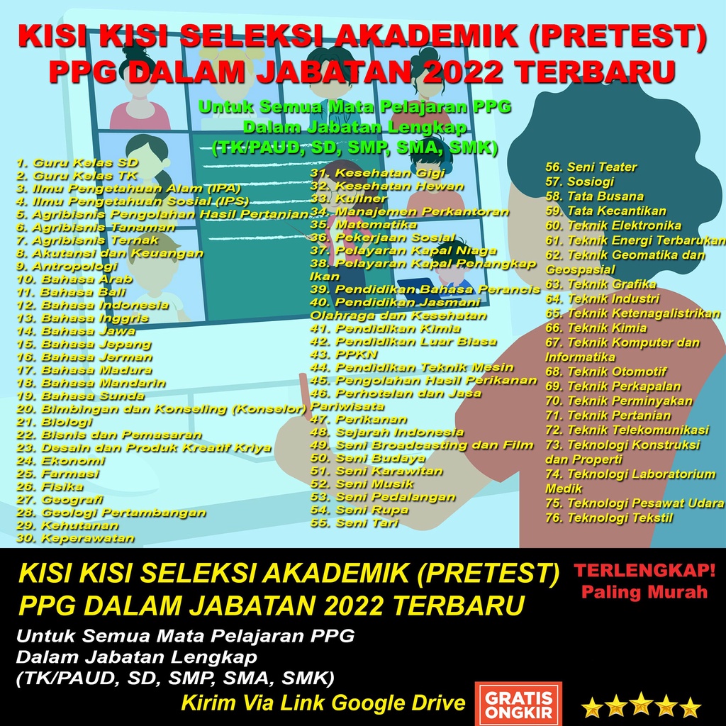KISI KISI SELEKSI AKADEMIK (PRETEST) PPG DALAM JABATAN 2022 TERBARU