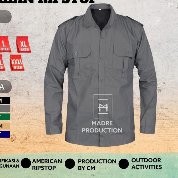 Kemeja Lapangan Pdl Panjang - Abu-abu, S