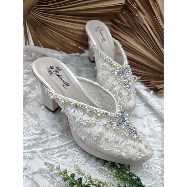 sepatu wedding alena broken white 9cm tahu