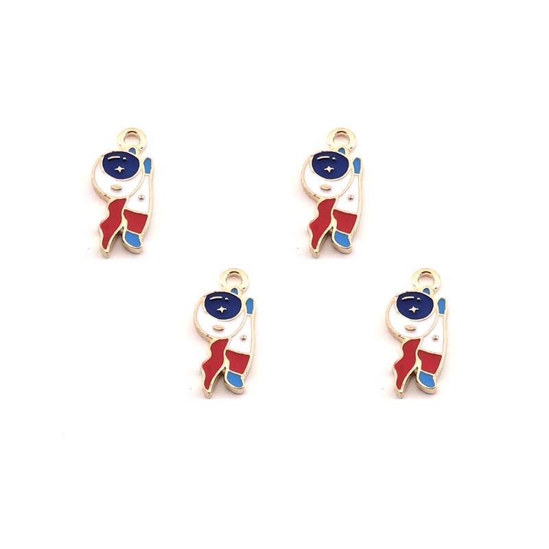 4pcs Liontin Bentuk Astronot Roket Bulan Bahan Alloy Metal Untuk Membuat Perhiasan Kalung Gelang