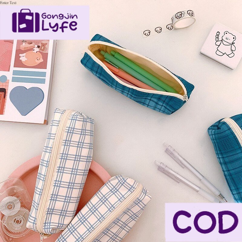 

[Gongjin] 1pcs Tepak Pensil GINGHAM / Pencil Case Kotak Wadah Bolpen Tartan Estetik Simpel Aesthetic Cute Cantik Sekolah
