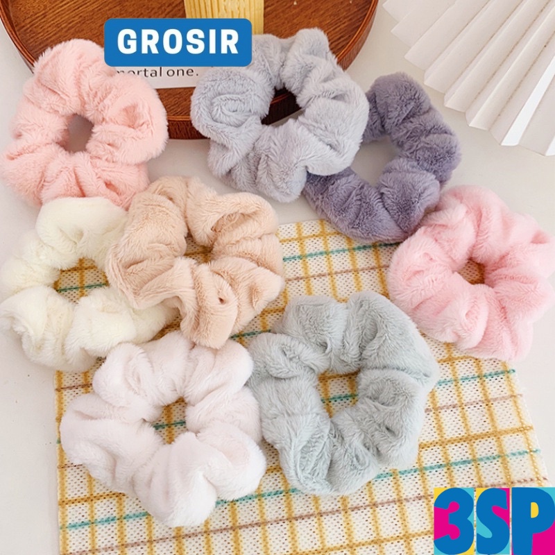 3SP | ART32 Ikat Rambut Scrunchie Fashion Korea Bahan Silk Halus Murah Import Ikat Rambut Wanita Anak Anak Ikat Rambut Perempuan