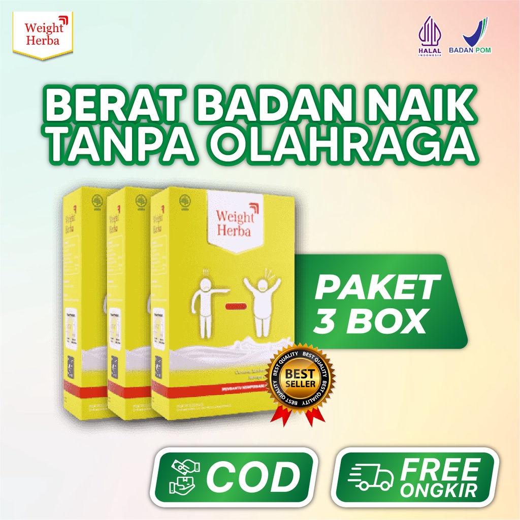 

Weight Herba 3 Box Susu Penggemuk Badan Penambah Berat Badan dan Penambah Nafsu Makan Dewasa Secara Herbal Alami Original Halal BPOM bisa COD Isi 200gr