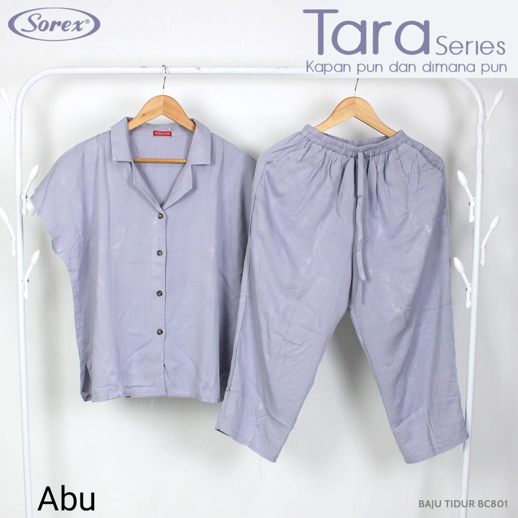 Baju Tidur Set Atasan + Celana / Tara Series Rayon Premium Piyama Freesize Sorex 801