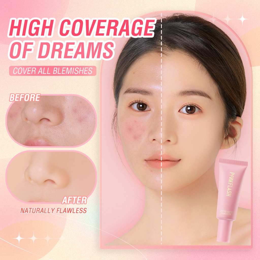 PINKFLASH OhMySelf Weightless Long Lasting All-day Tahan Air Matte Foundation 6 Colors Kosmetik Ponds Fondation Stik PF-