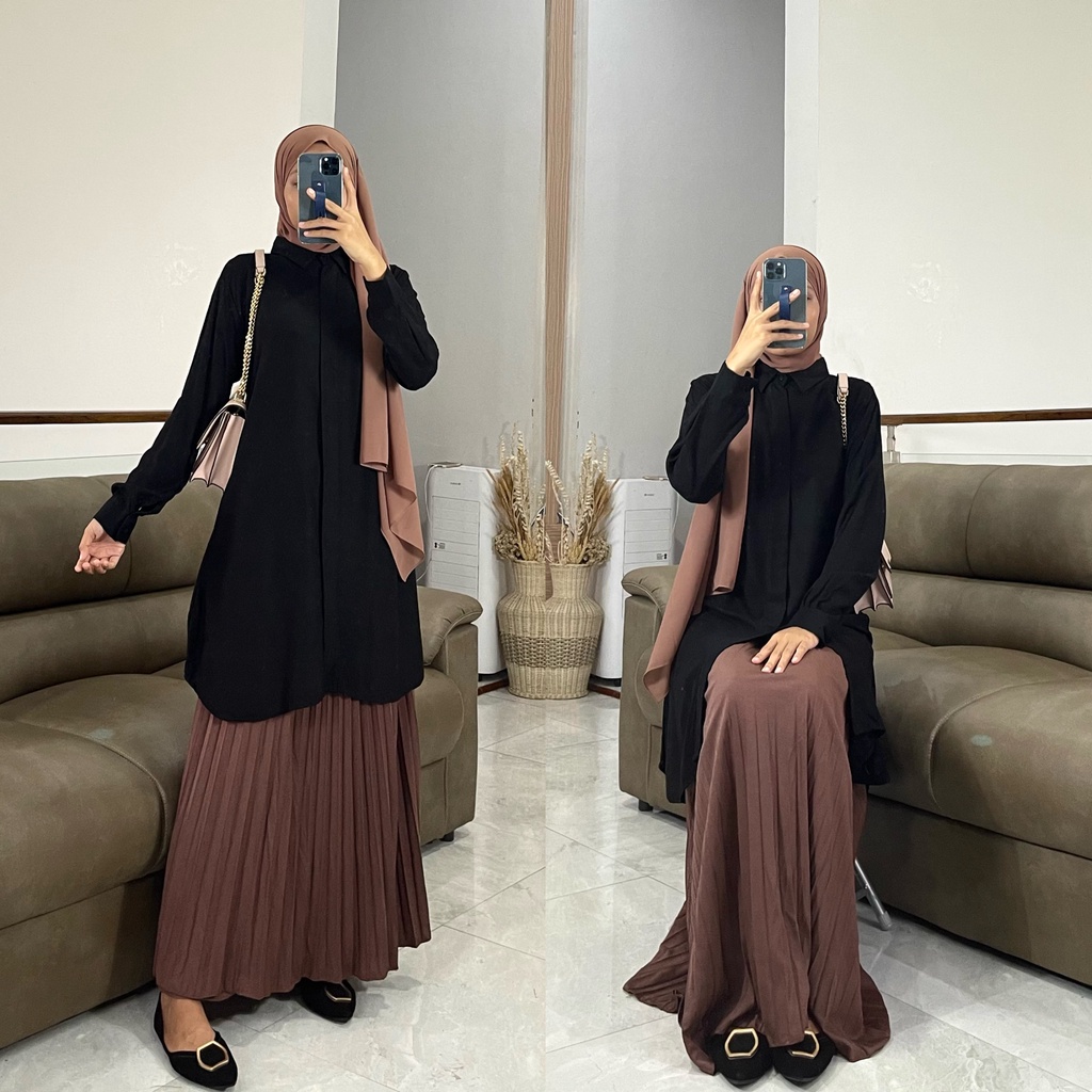 ALINA tunik by ZALFA OUTFIT / kemeja panjang / tunik polos / tunik rayon