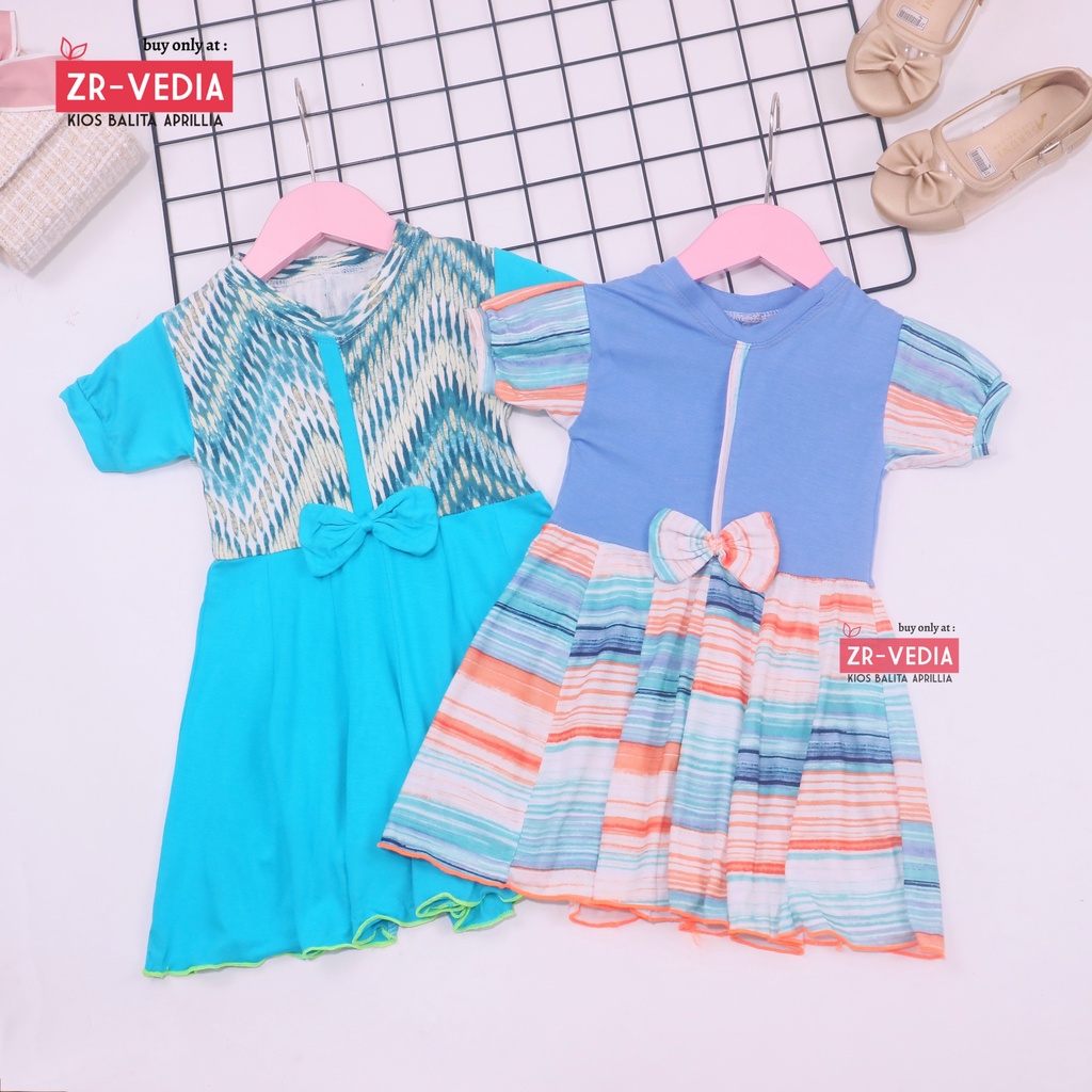 Dress ABC uk 1-2 Tahun / Baju Balita Anak Perempuan Murah Baju Dres Batik Adem Grosir Lengan Kaos Kiosbalitaaprillia
