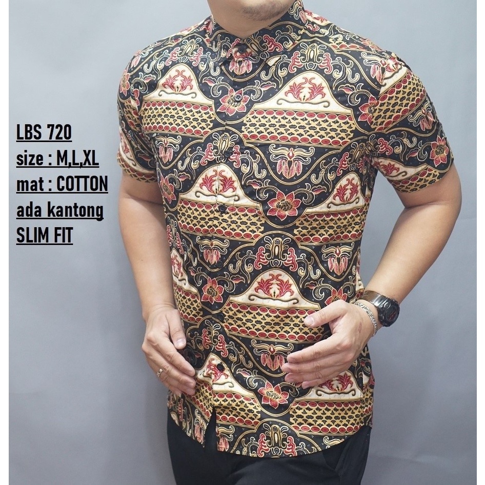 Baju Batik Pria Slimfit Kemeja Lengan Pendek Slim Fit LBS 720