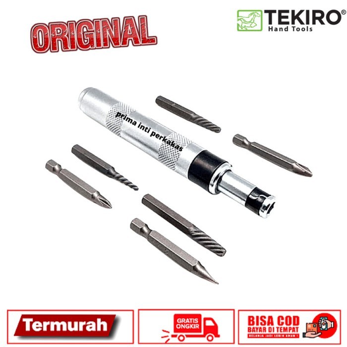 [BAYAR DITEMPAT] Tekiro Obeng Ketok Mini 7Pcs Murah/Mini Impact DriverExtractor Set / Perlengkapan R