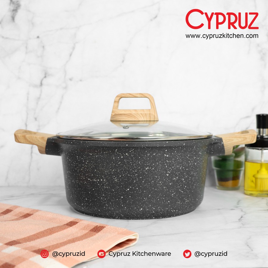Cypruz PI-0834 Casserole Pan Panci Granite Diecast Series 24cm