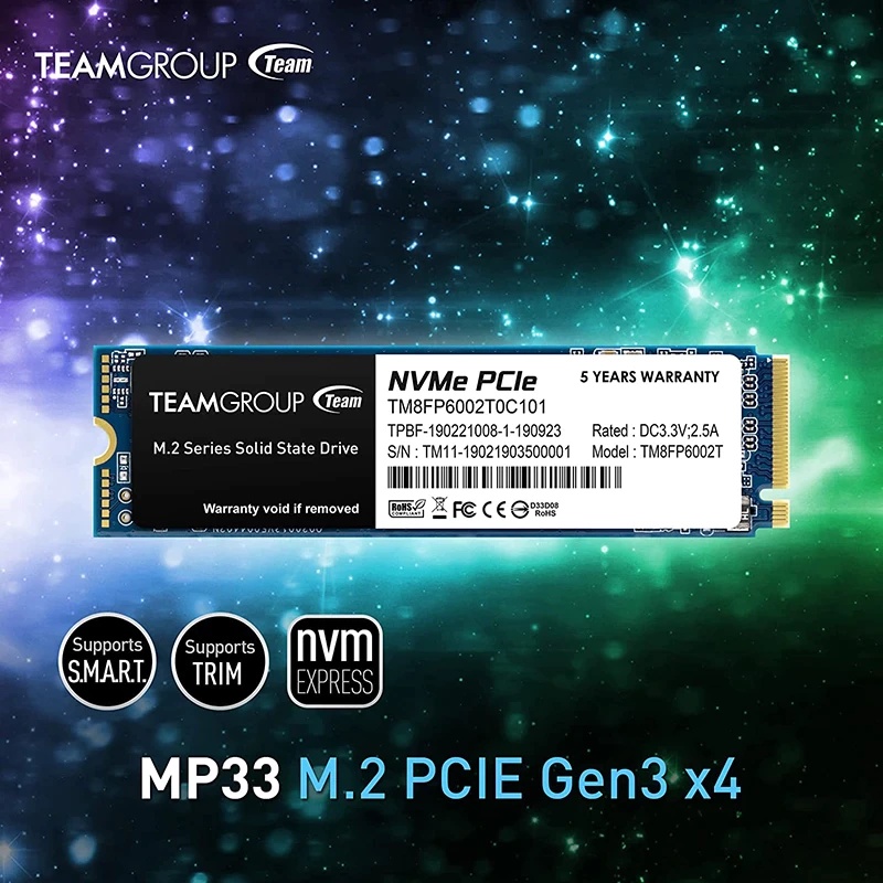 TEAM M2 NVME SSD 2280 MP33 M2 NVME 256GB/512GB/1TB/2TB
