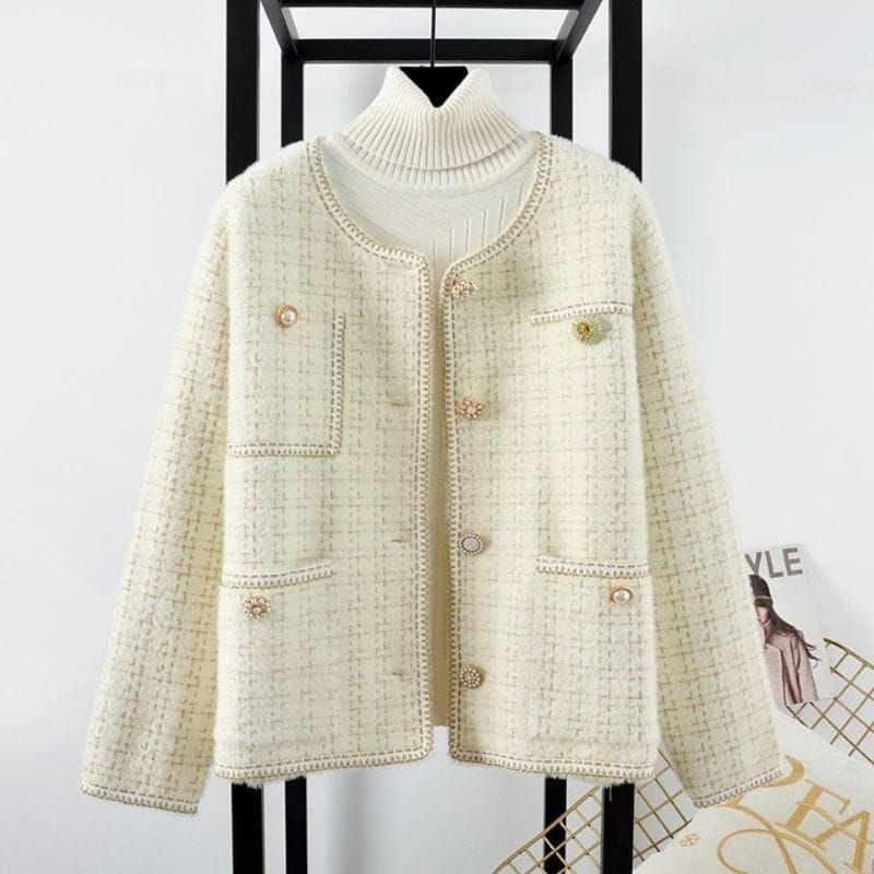 VN ALLICE LUXURY FURRY BLAZER KNIT OVERSIZE / KNITWEAR  CARDI OVERSIZE / OUTER KNIT BULU RAJUT PREMIUM