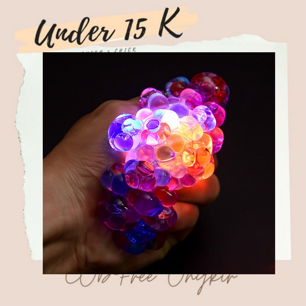 LED Nyala Squishy Stress Ball - AC 65 - Mainan Squisy Rainbow Pelangi Squishi Squisi anti stress mur