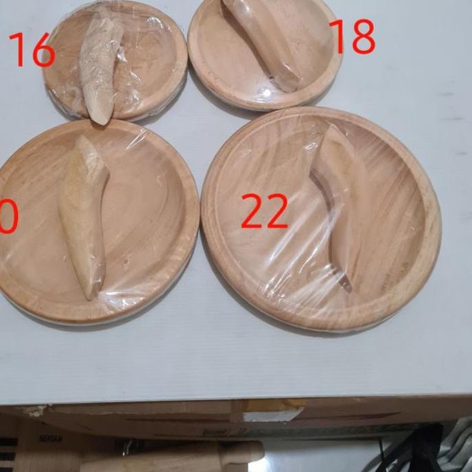 Terlaku. Cobek Kayu + Ulekan Ukuran 16 18 20 22 CM Bahan Kayu Pinus / Coet Kayu plus tumbukan Uk Kec