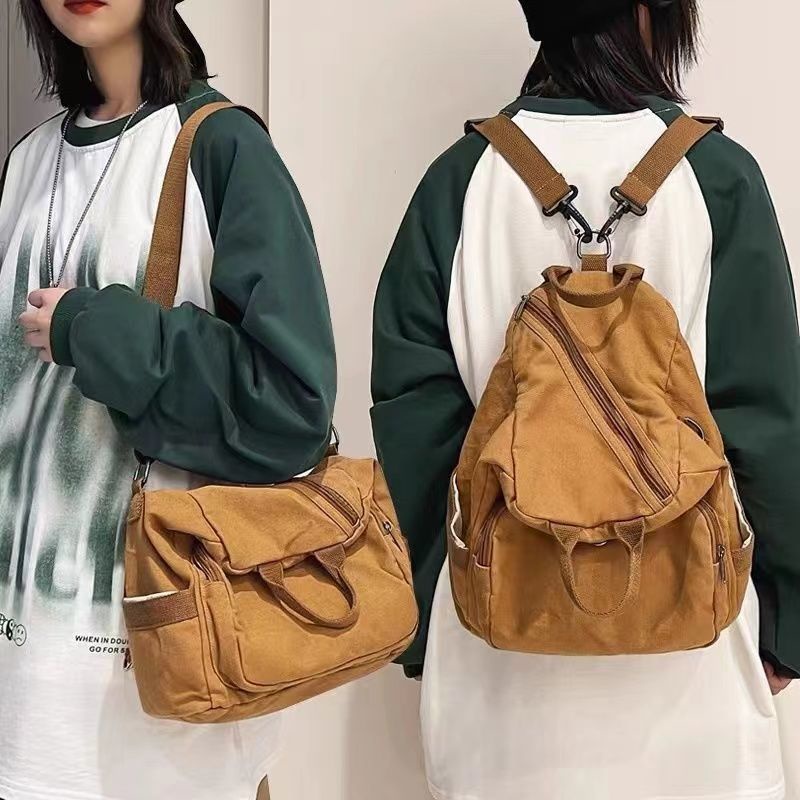 ❀┋Ransel wanita ins angin mahasiswa desain niche tas sekolah kanvas dicuci versi Korea ransel serbaguna sederhana dan serbaguna