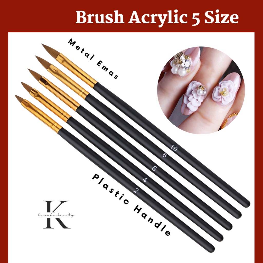 Brush Acrylic set 5 size-Hitam Emas NP-71