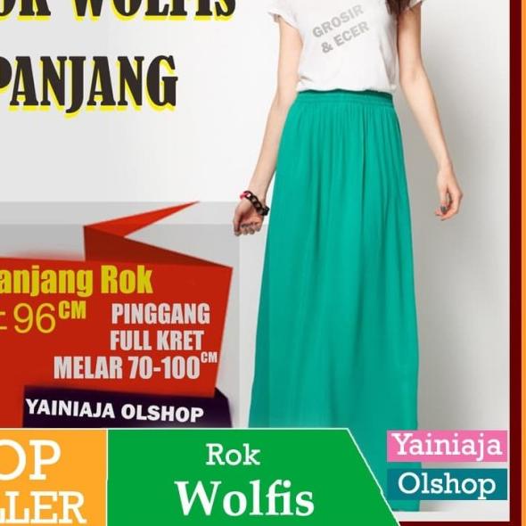 rok wolfis panjang polos - Biru Muda