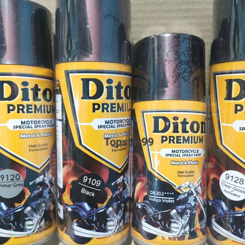 Pilok Cat Diton Premium Paket Lengkap 4 Kaleng Bunglon DB303 303 300ML Primer Grey 9120 Black 9109 Clear Gloss 9128 400cc Pilox Paketan Cat Semprot Special Spray Paint
