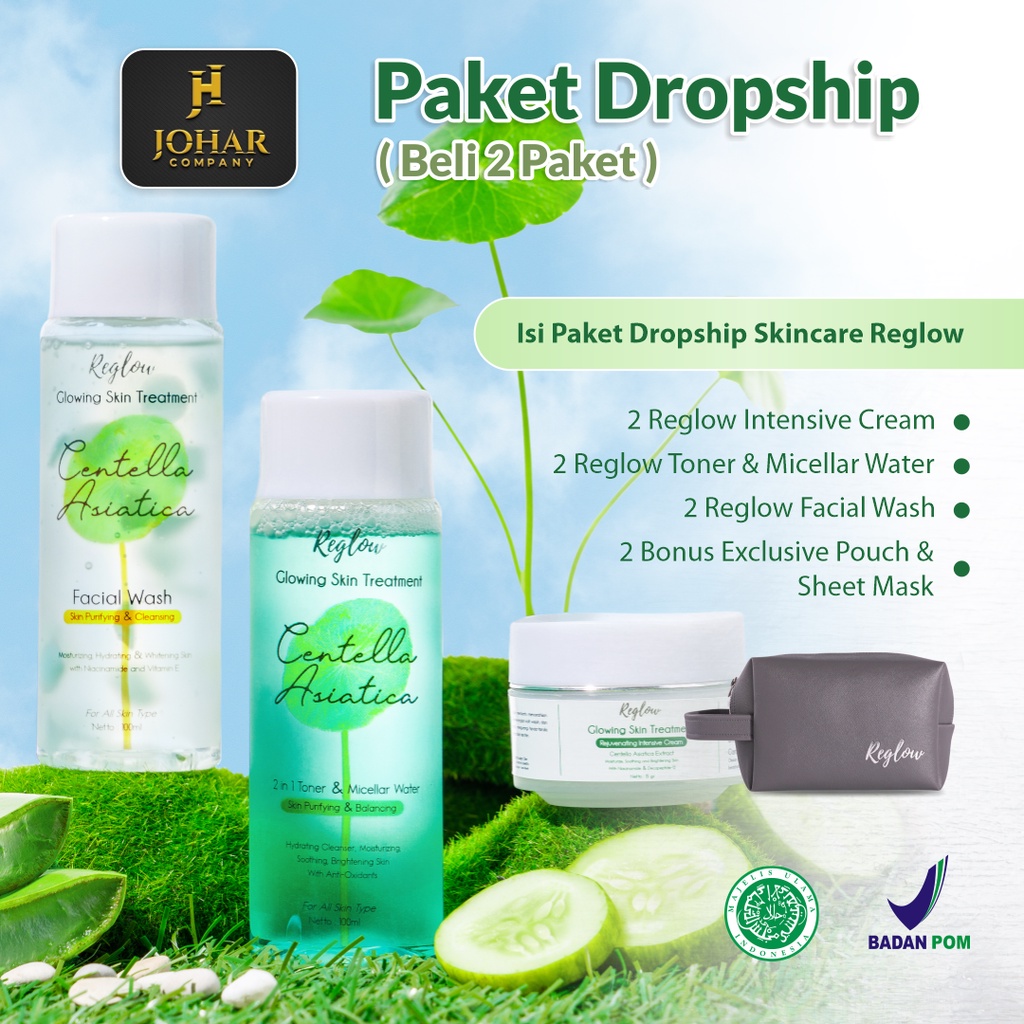 Skincare Dropship Pembelian 2 Paket Reglow Beauty Series Bonus Sheet Mask Cream Pagi Malam Whitening